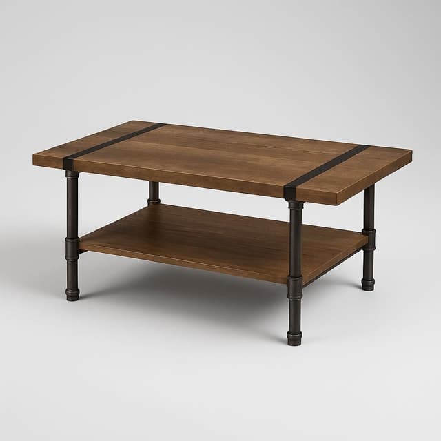 Modern Industrial Steel and Reclaimed Wood Coffee Table