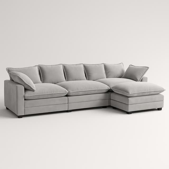 Ihanherry 111.4" L-Shaped Modular Cloud Couch with Ottoman